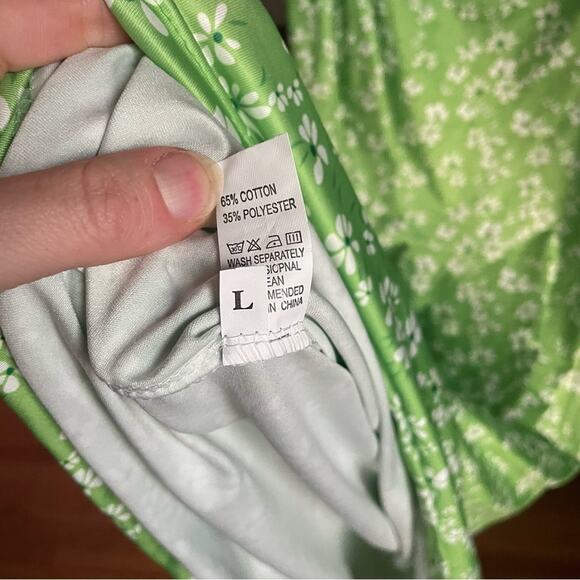 Vibrant Green Floral Maxi Dress with Spaghetti Straps sz Large - Picture 4 of 6